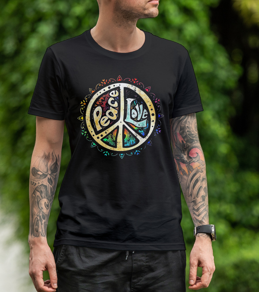 Peace Love Tee Colorful Peace Sign Mandala T-Shirt