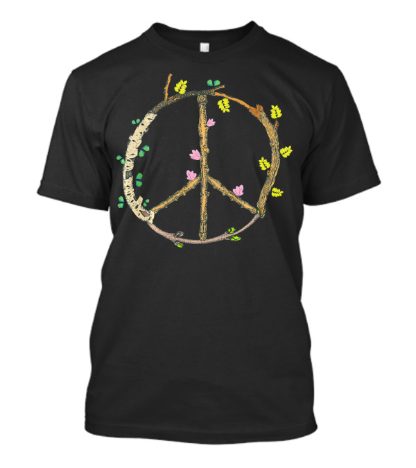 Wood Peace Sign Rustic Nature Tree Lover T-Shirt