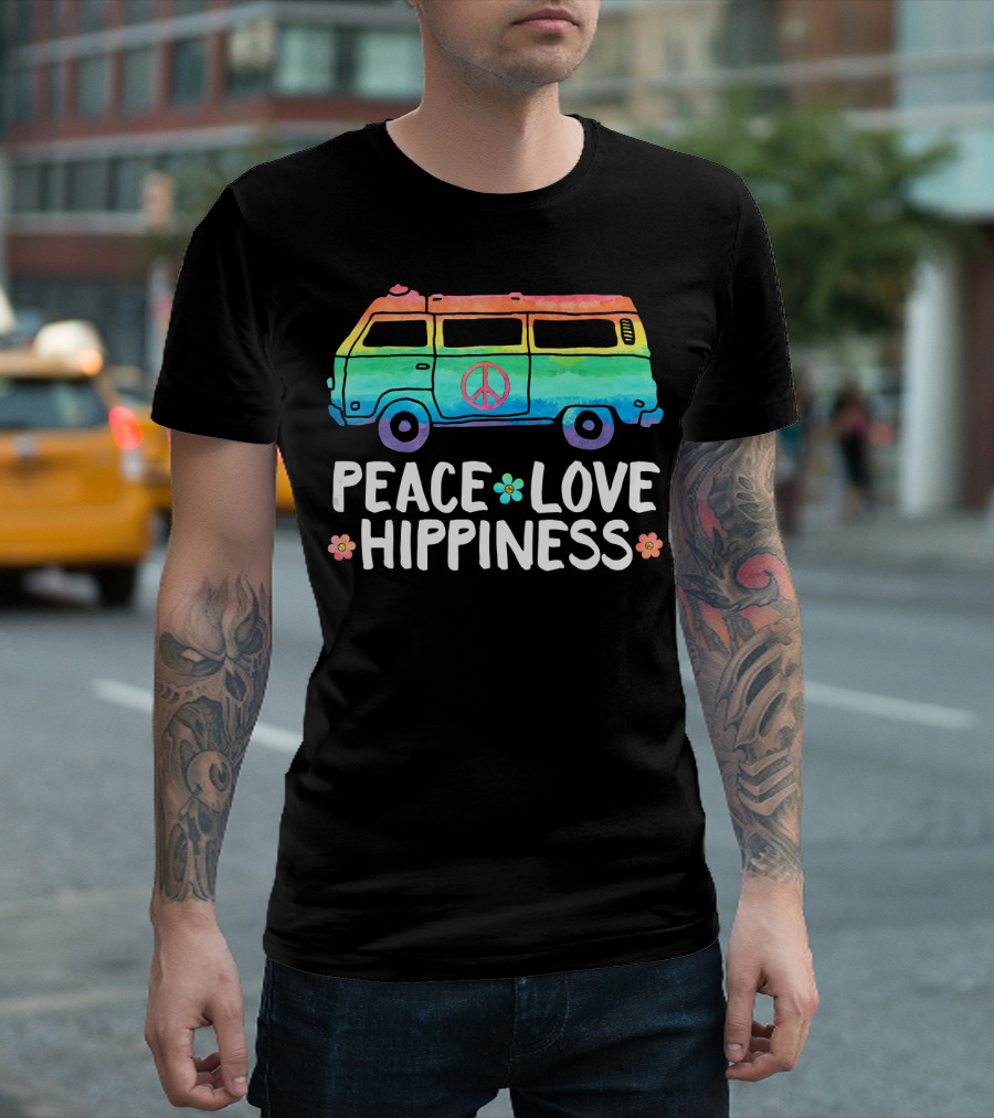 Peace Love Hippiness Funny Peace Van Hip T-Shirt