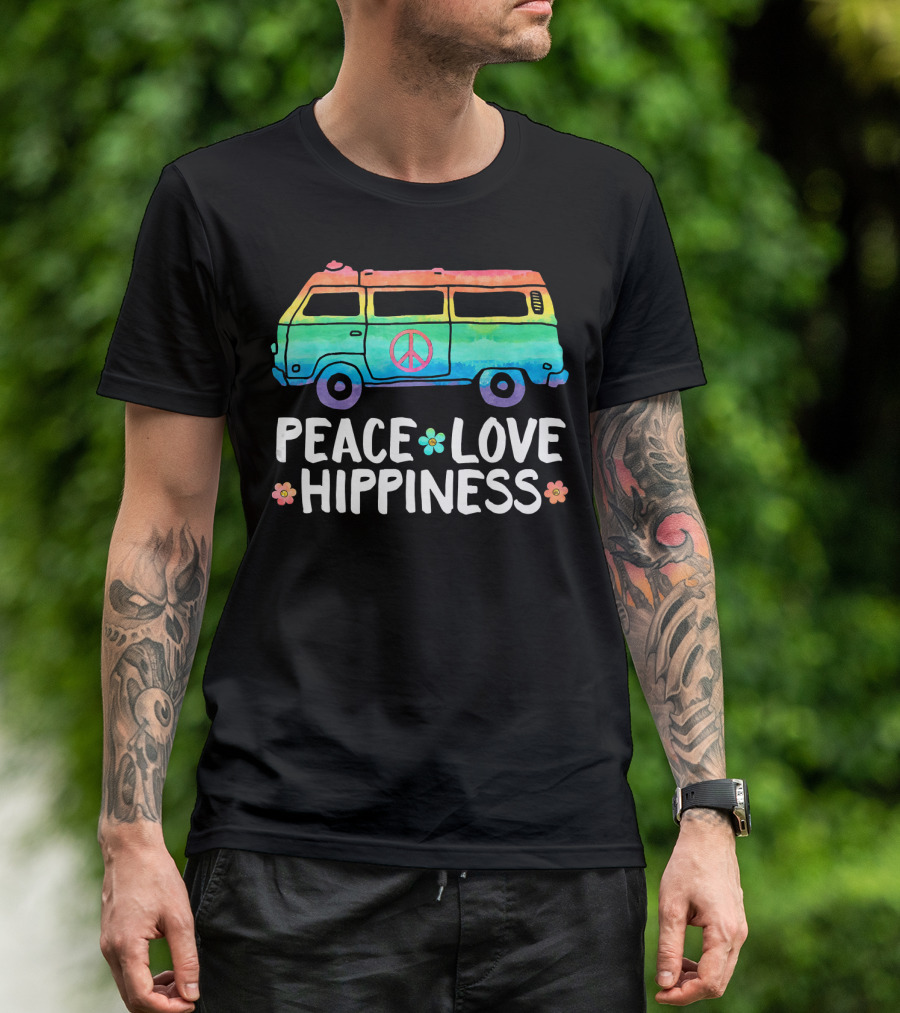 Peace Love Hippiness Funny Peace Van Hip T-Shirt