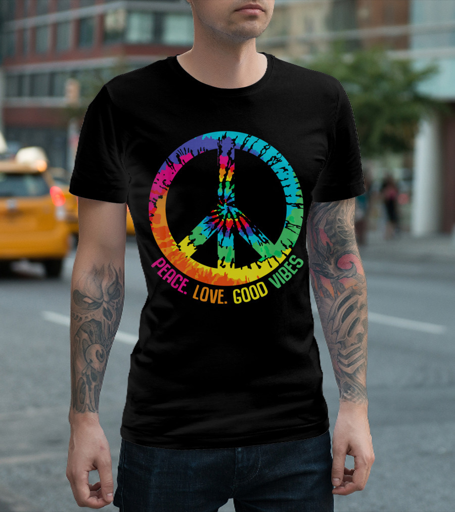 Tie Dye Peace Sign Love Good Vibes T-Shirt