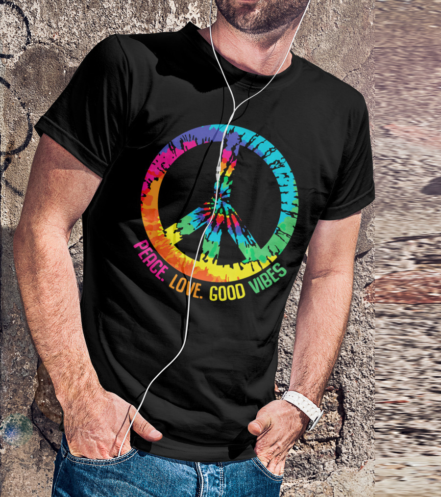 Tie Dye Peace Sign Love Good Vibes T-Shirt