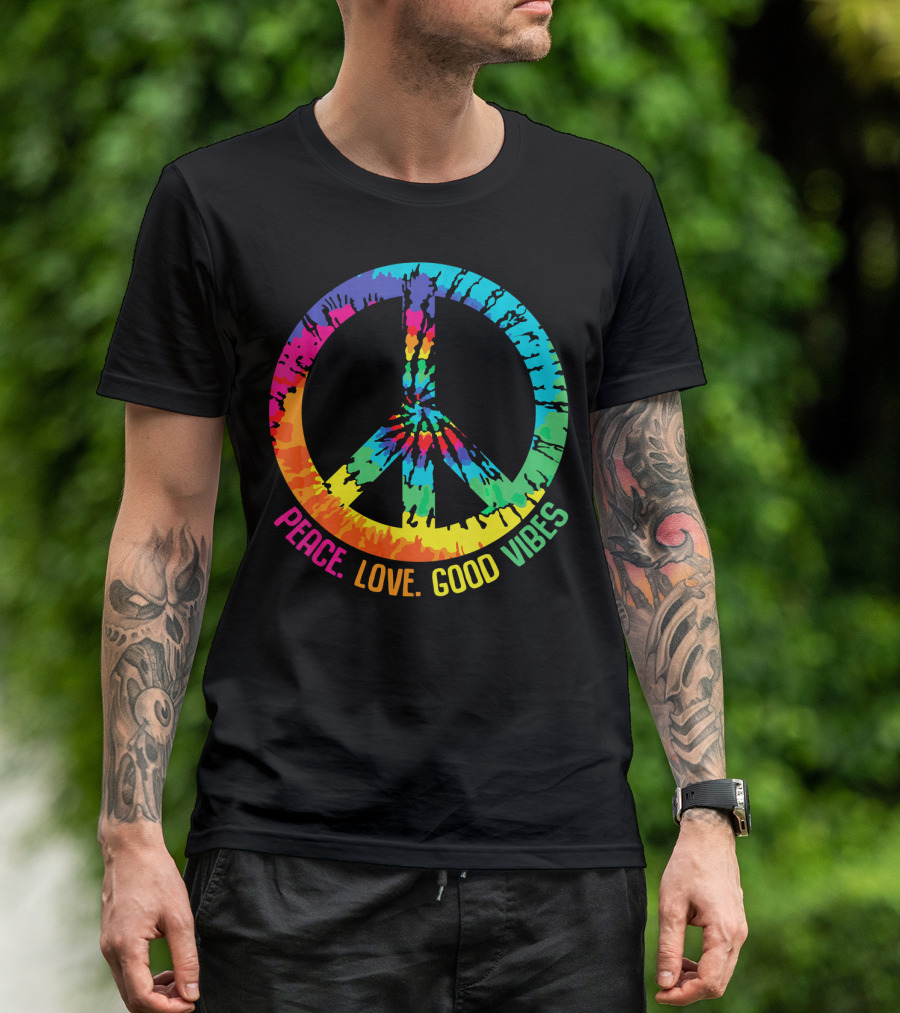 Tie Dye Peace Sign Love Good Vibes T-Shirt