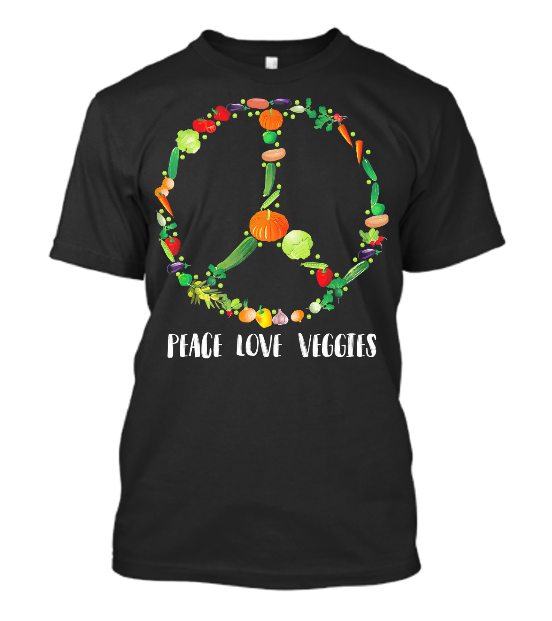 Peace Love Veggies Iconic Peace Symbol Bunch T-Shirt