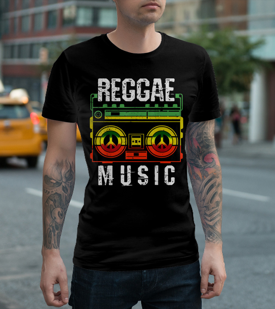 Reggae Music Peace Boombox Mens One Love T-Shirt