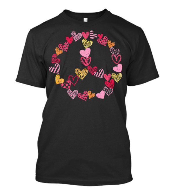 Heart Peace Sign Valentine Pattern Love Hearts T-Shirt