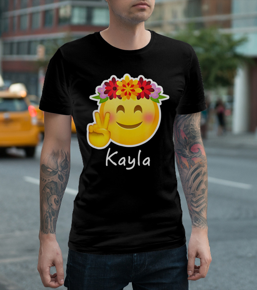 Kayla Hippie Flower Power Peace Sign Emoticon T-Shirt