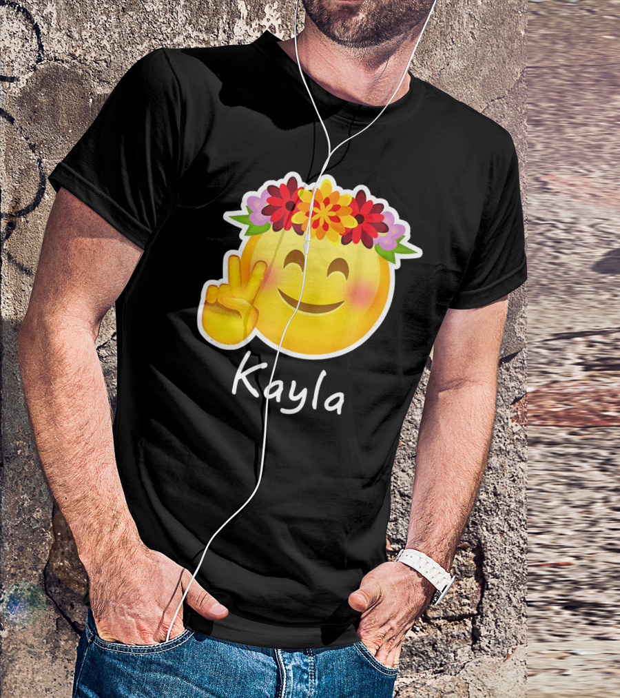 Kayla Hippie Flower Power Peace Sign Emoticon T-Shirt