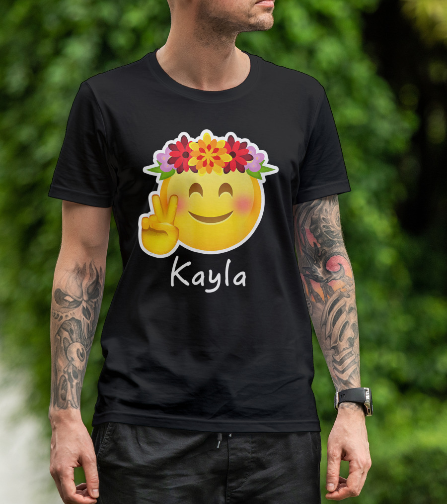 Kayla Hippie Flower Power Peace Sign Emoticon T-Shirt