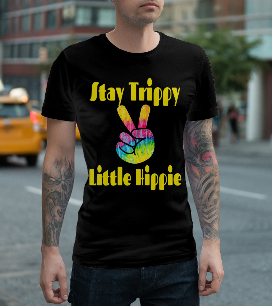 Stay Trippy Little Hippie Tie-Dye Peace Sign Retro T-Shirt