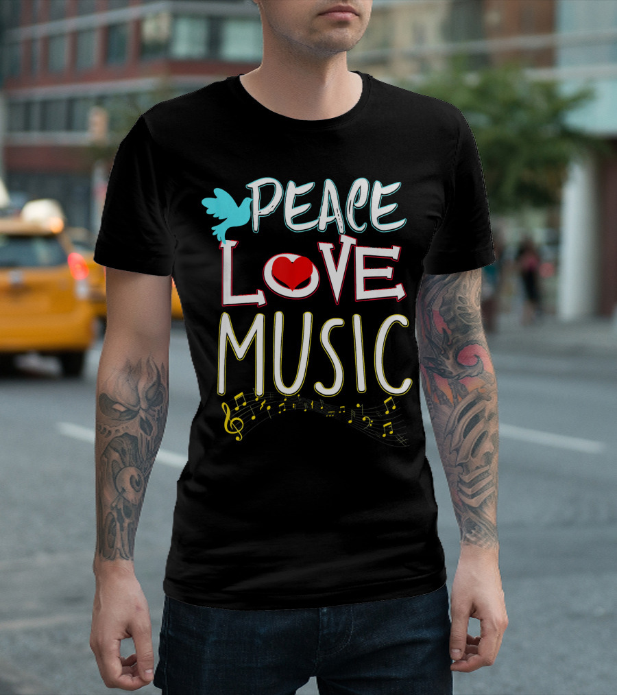 Peace Love Music Cute Hippie Hipster Festival T-Shirt