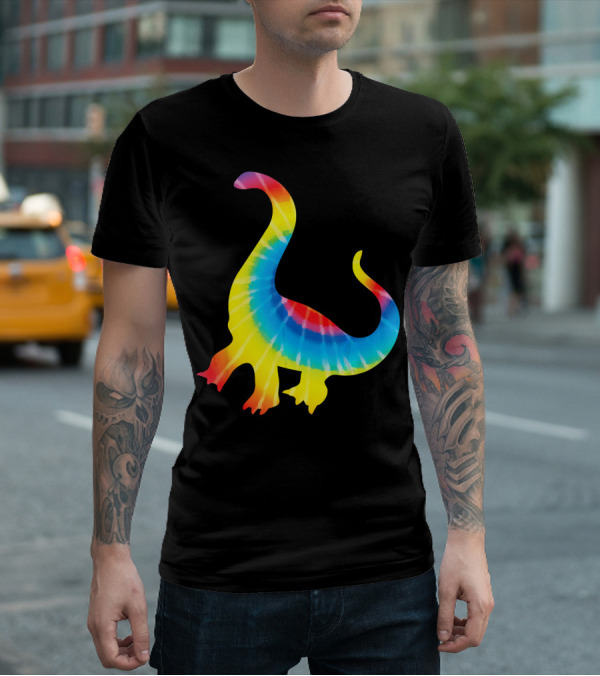 Tie Dye Rainbow Dinosaur Print Rex Hip T-Shirt