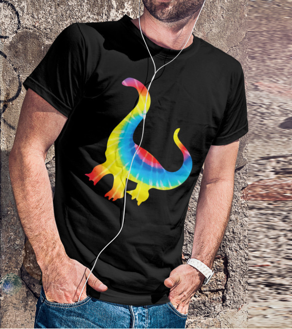 Tie Dye Rainbow Dinosaur Print Rex Hip T-Shirt