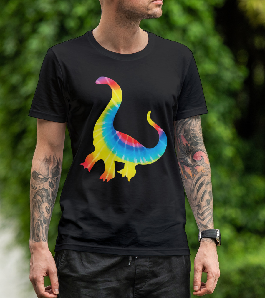 Tie Dye Rainbow Dinosaur Print Rex Hip T-Shirt
