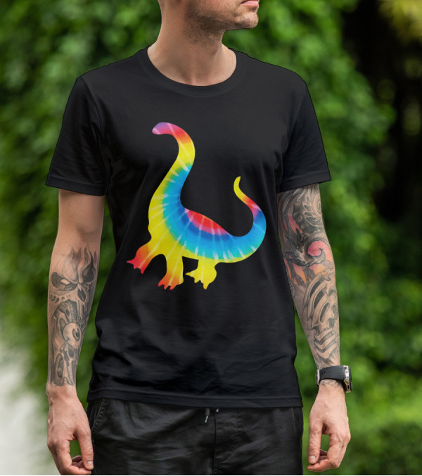 Tie Dye Rainbow Dinosaur Print Rex Hip T-Shirt