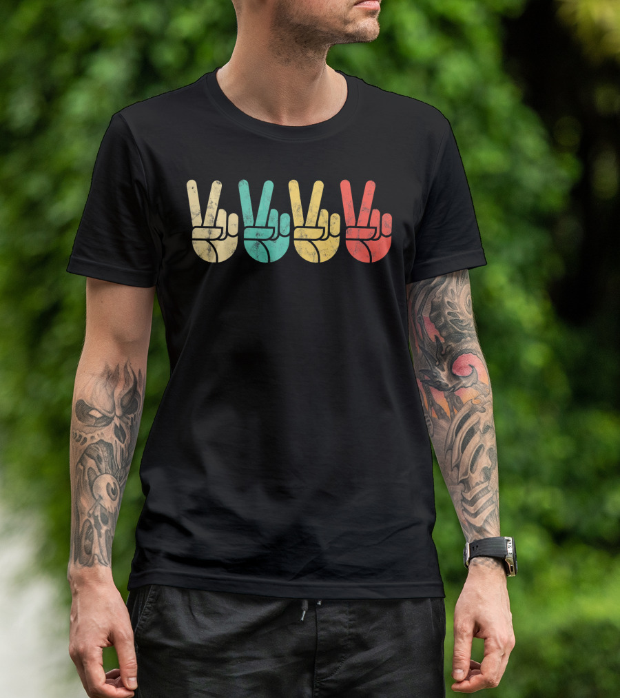 Retro Peace Sign Love 60s 70s Vintage Vibe T-Shirt