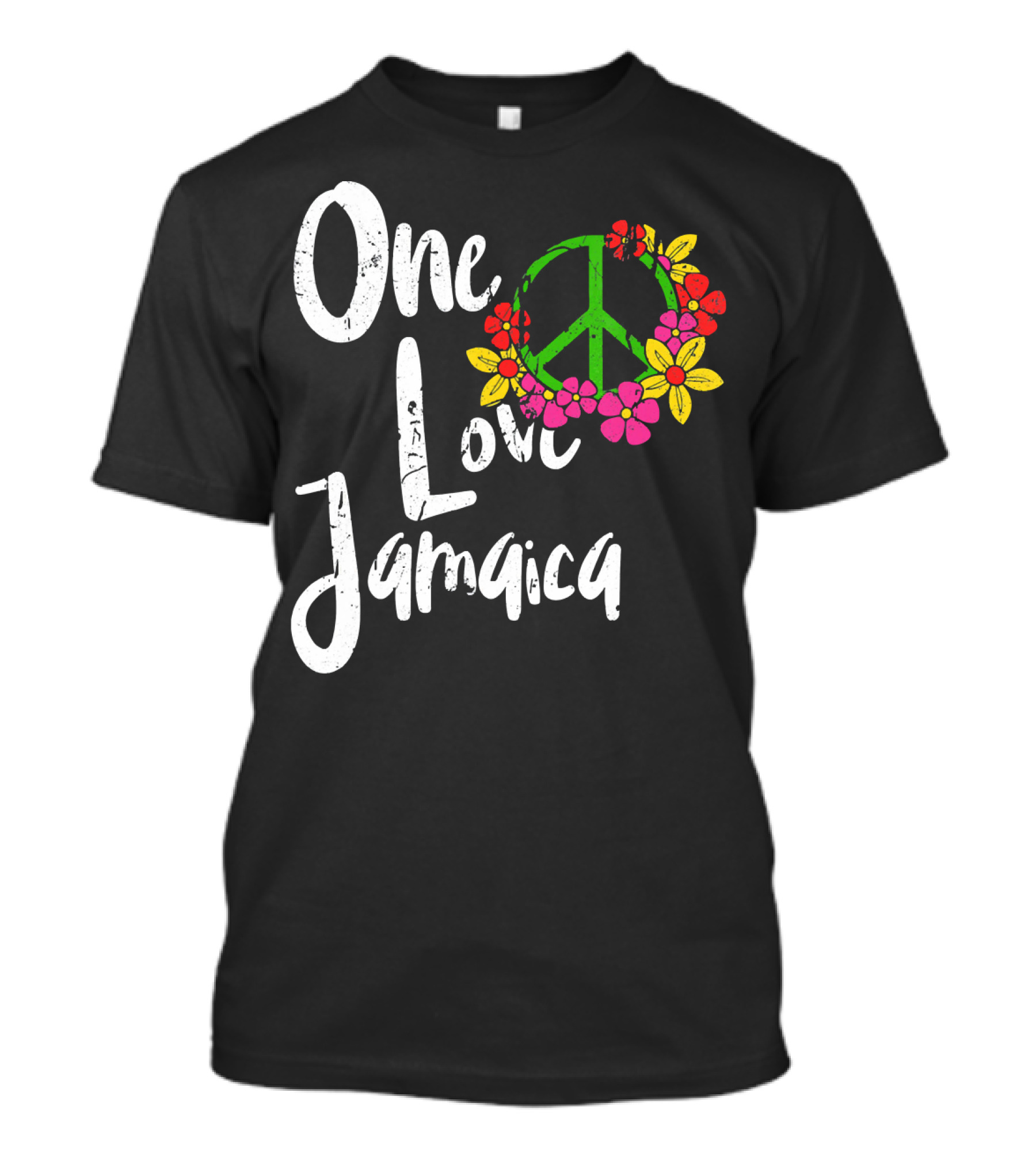 One Love Jamaica Peace Sign Flower Wreath T-Shirt