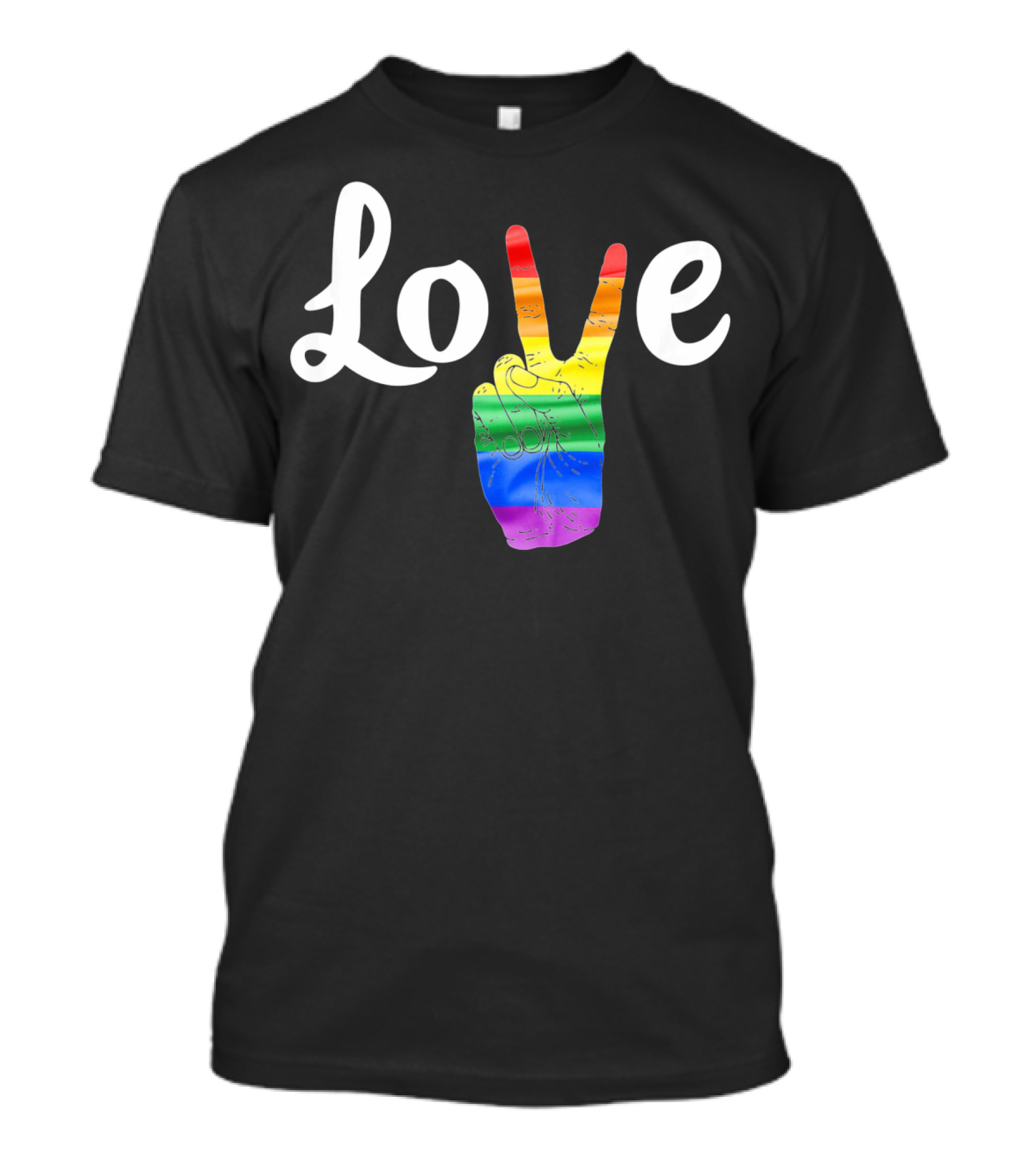 LOVE Peace Sign Rainbow Gay Pride T-Shirt