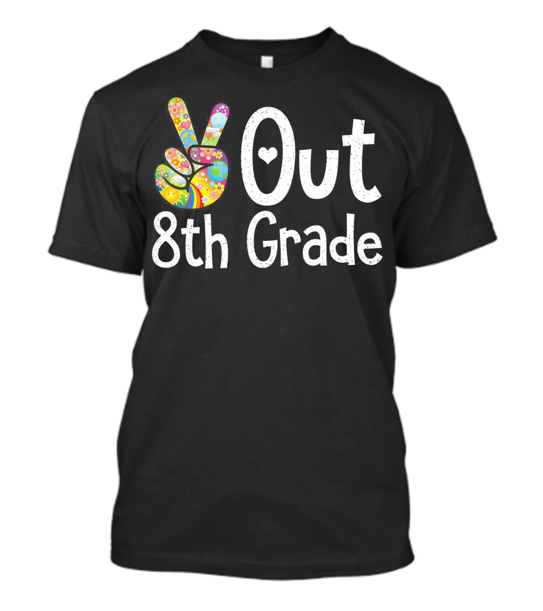 Peace Out 8th Grade Graduation Colorful Hand T-Shirt