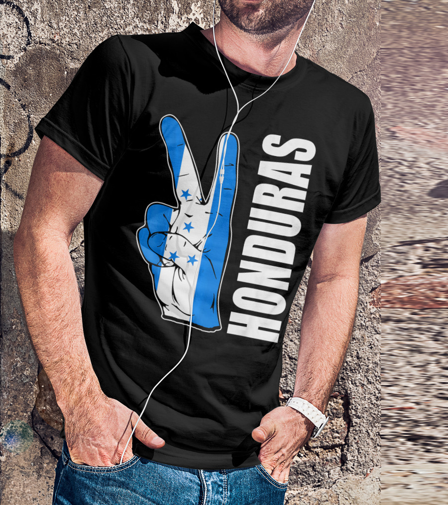 Peace In Honduras Love Hondura Honduran Flag V Sign T-Shirt