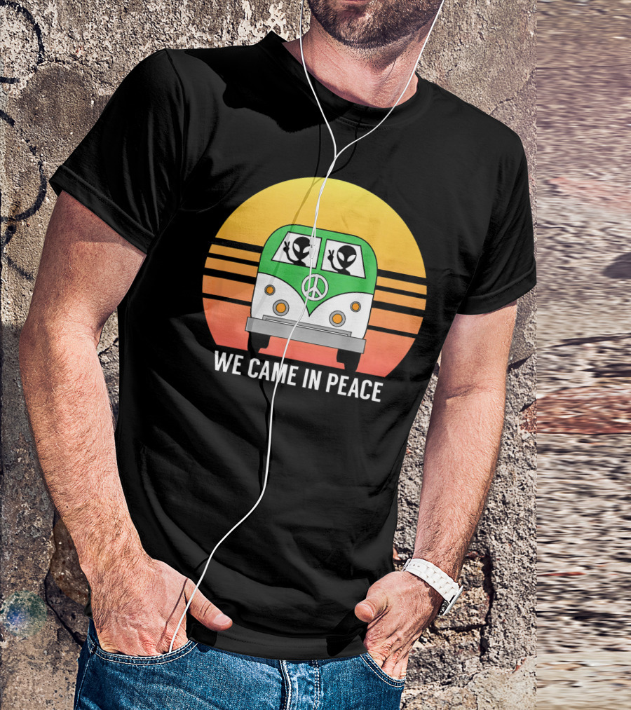 We Came In Peace Hippie Bus Alien Retro Sunset T-Shirt