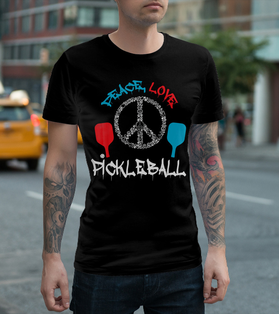 Peace Love Pickleball Funny Player T-Shirt