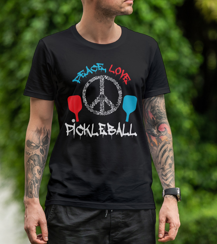 Peace Love Pickleball Funny Player T-Shirt