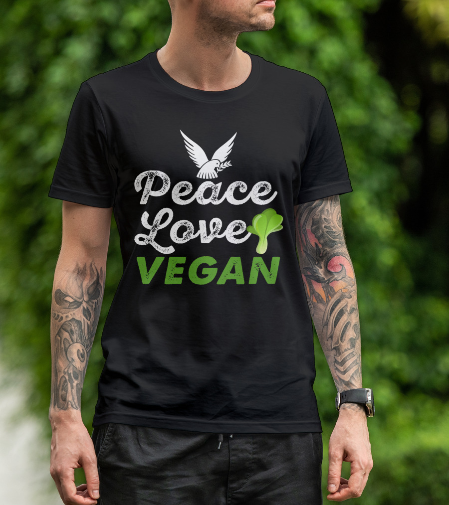 Peace Love Vegan Dove Leaf T-Shirt