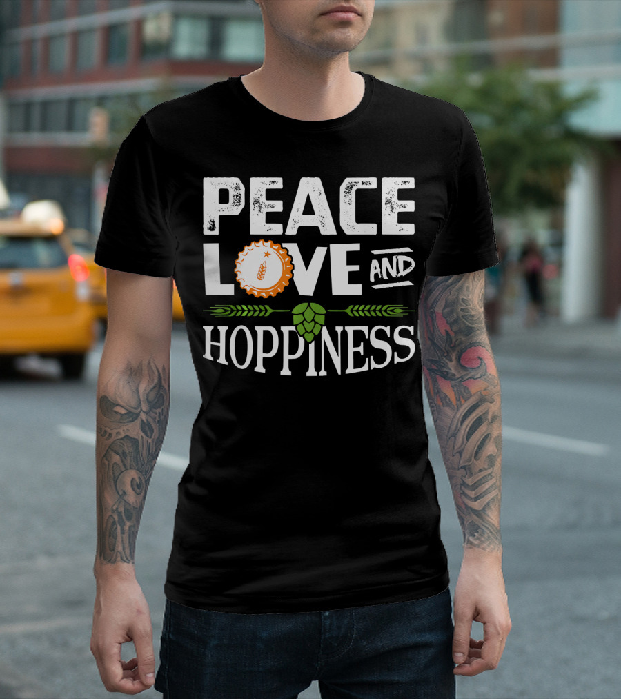Peace Love and Hoppiness Craft Beer IPA Cappuccino Cup Wheat Symbol Hops T-Shirt