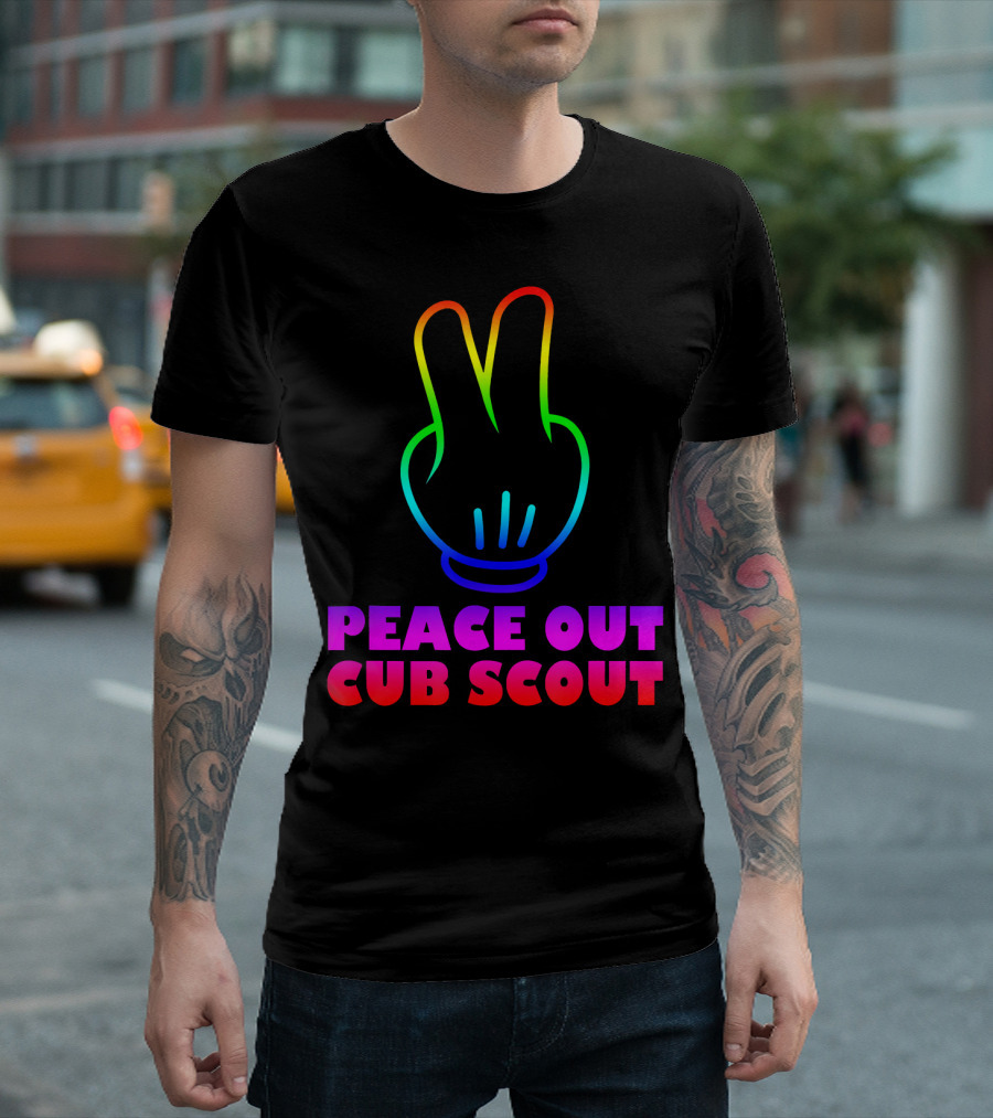 Peace Out Cub Scout Rainbow Hand Gesture T-Shirt