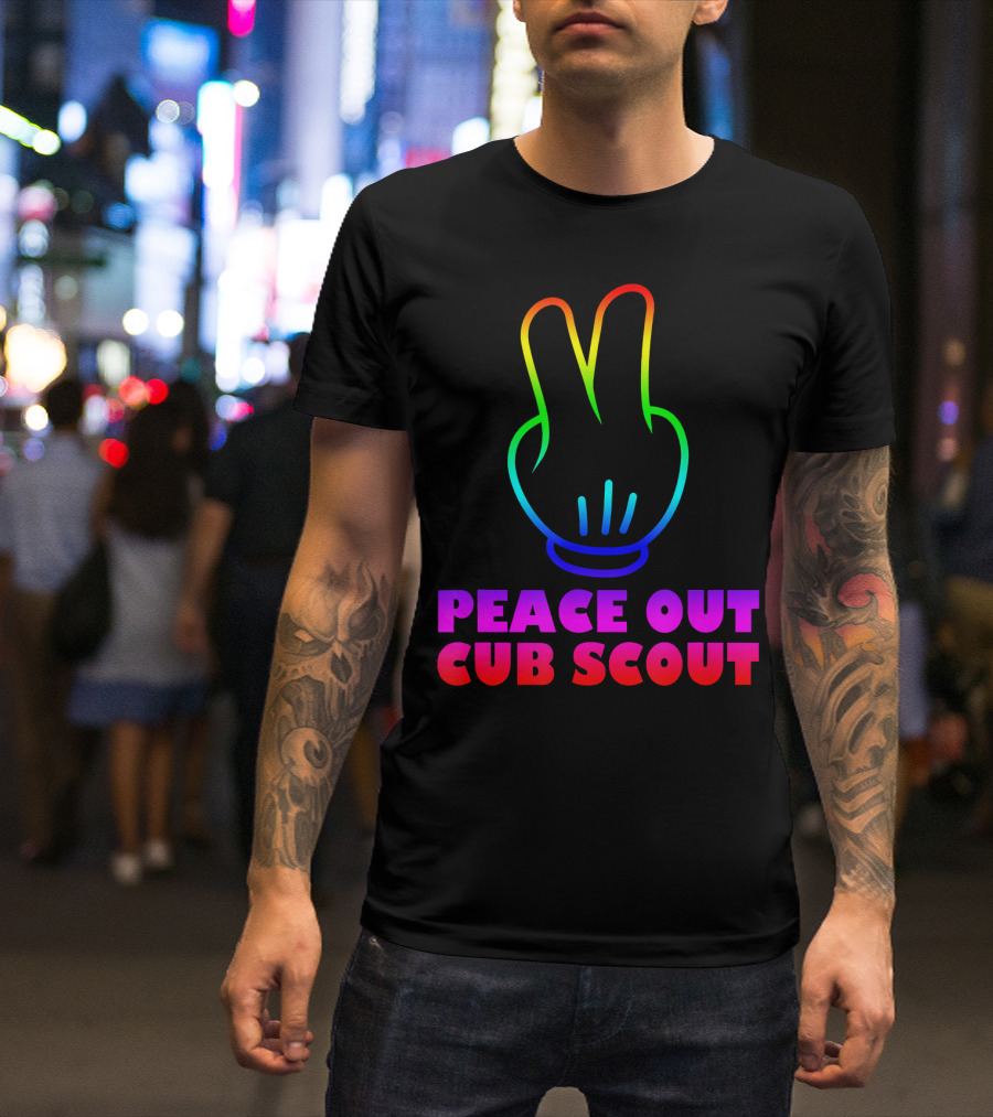 Peace Out Cub Scout Rainbow Hand Gesture T-Shirt