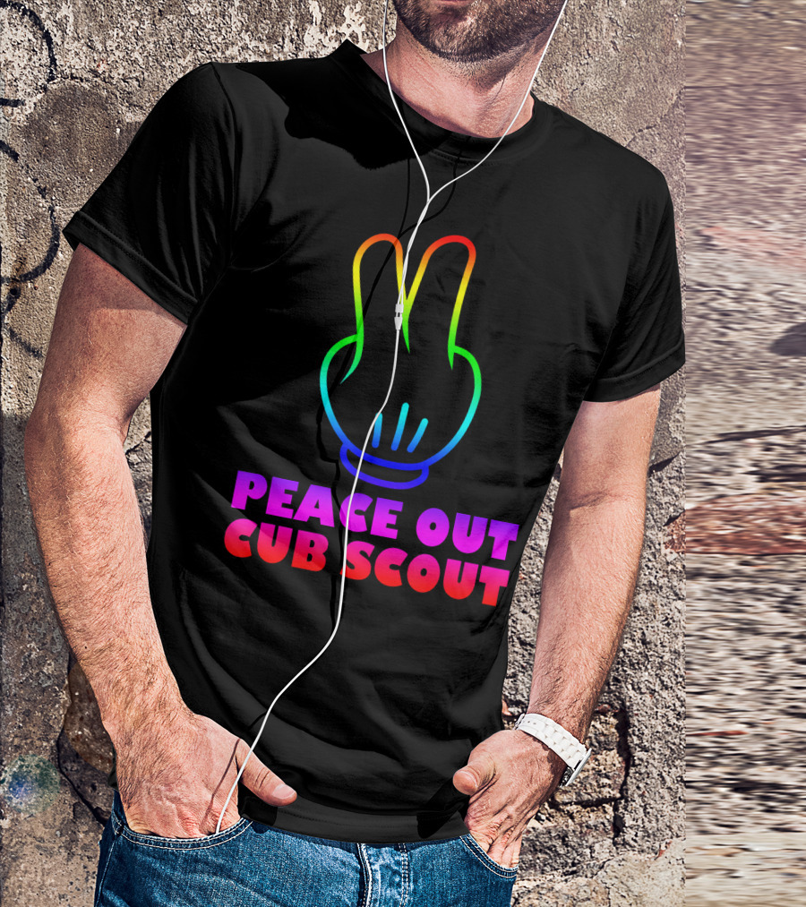 Peace Out Cub Scout Rainbow Hand Gesture T-Shirt