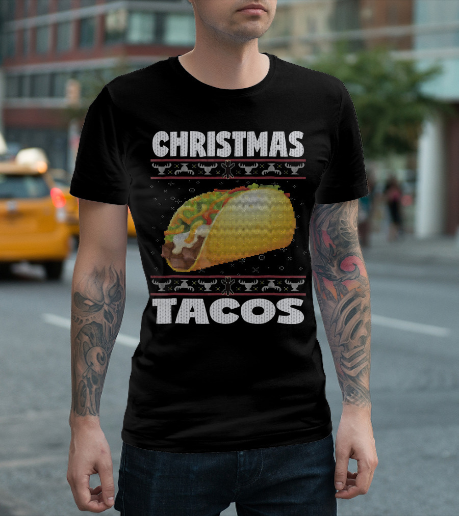 Christmas Tacos Ugly Sweater Funny Holiday T-Shirt