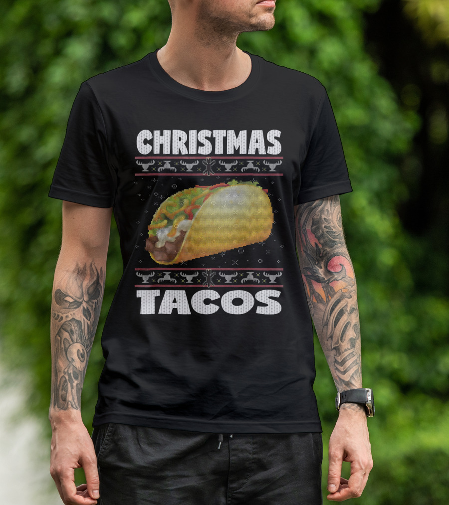 Christmas Tacos Ugly Sweater Funny Holiday T-Shirt