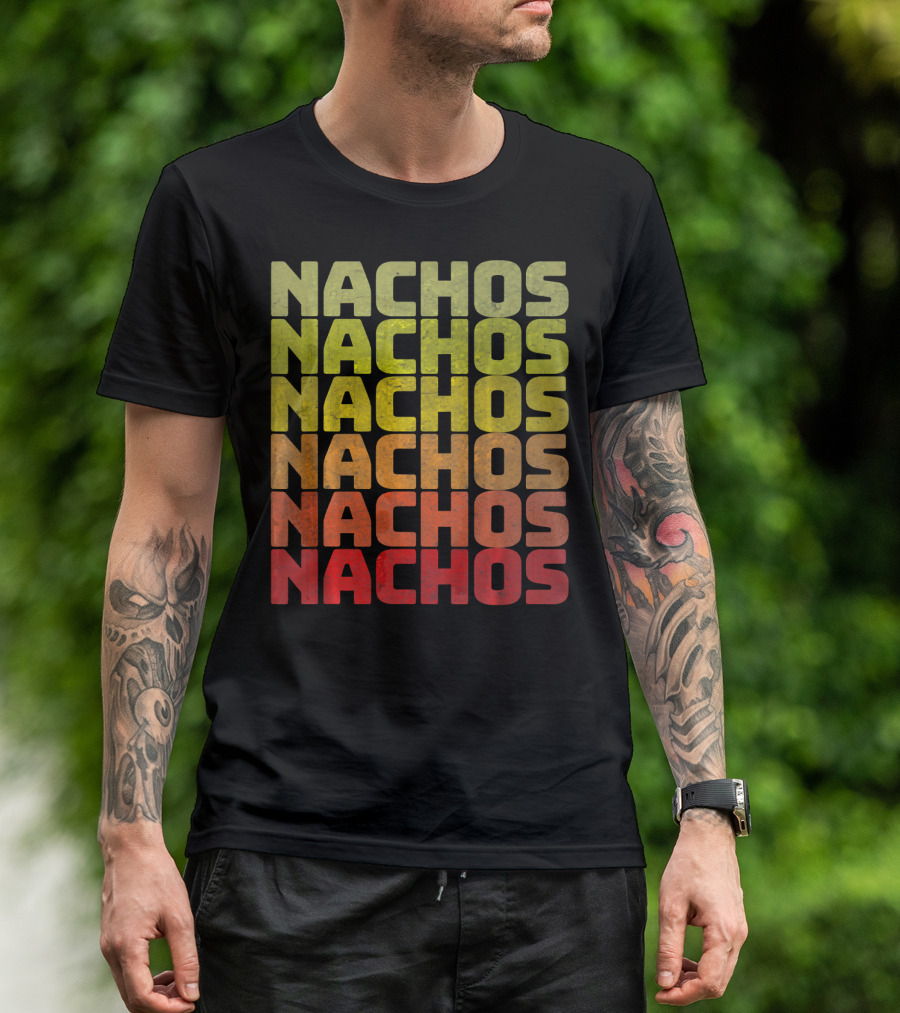 Nachos Retro Funny Tuesday Tacos Repeated Nachos Text T-Shirt