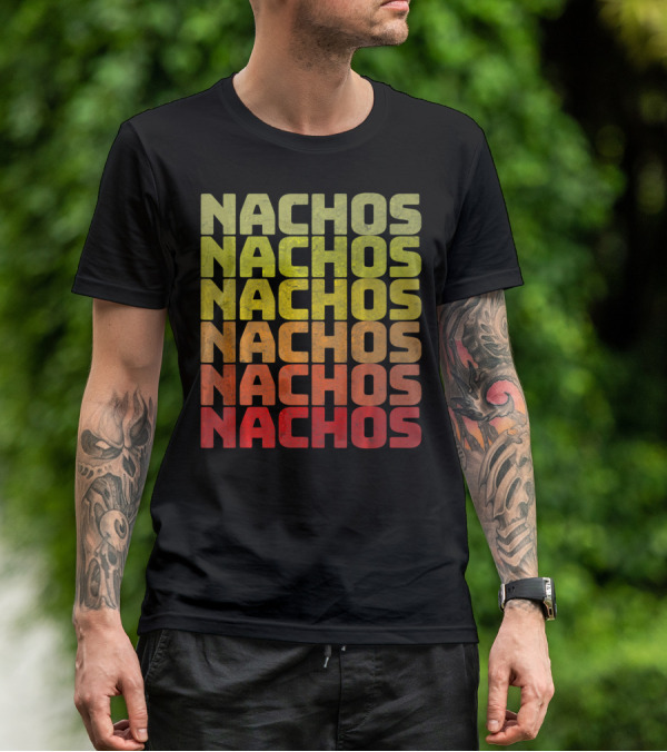 Nachos Retro Funny Tuesday Tacos Repeated Nachos Text T-Shirt