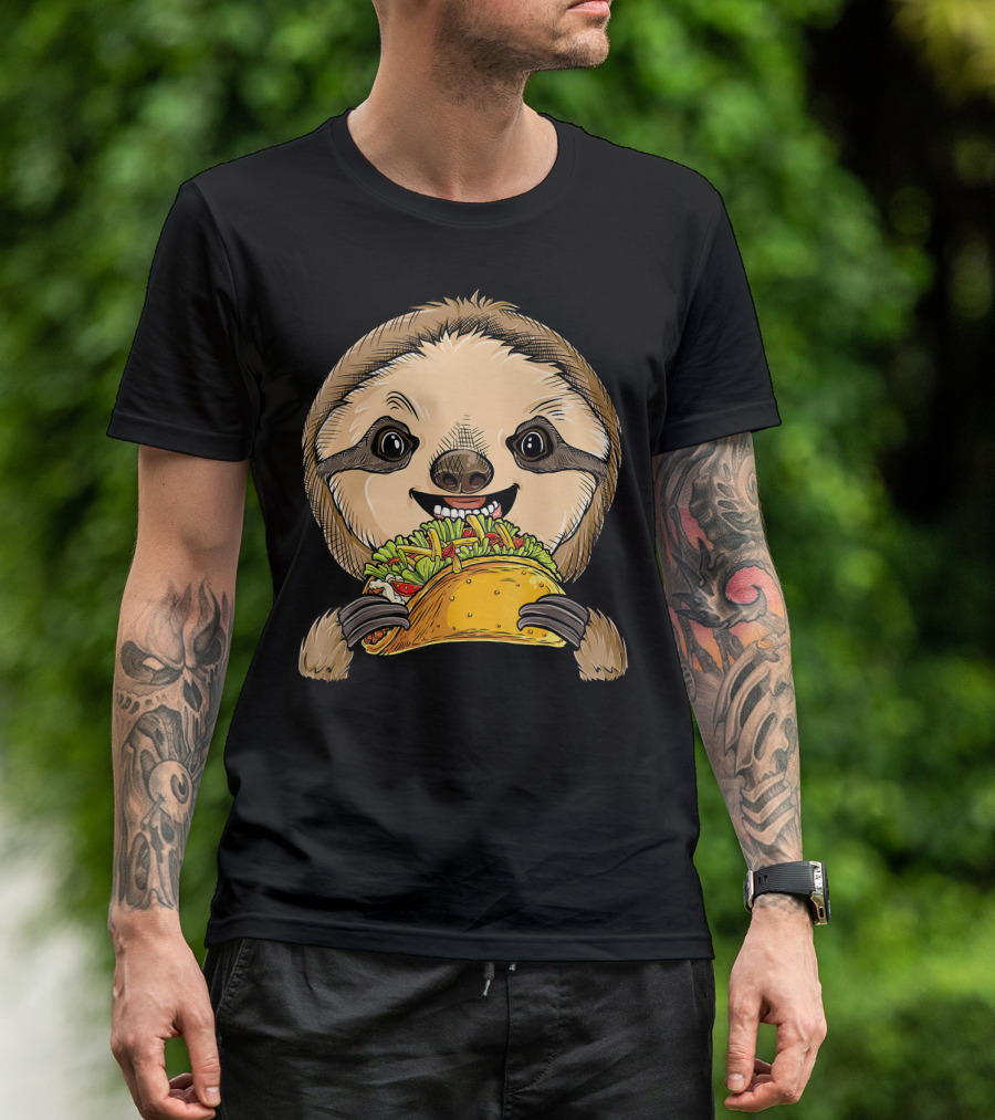 Sloth Taco Animal Tacos Lover Me Cute Sloth Eating Tacos T-Shirt