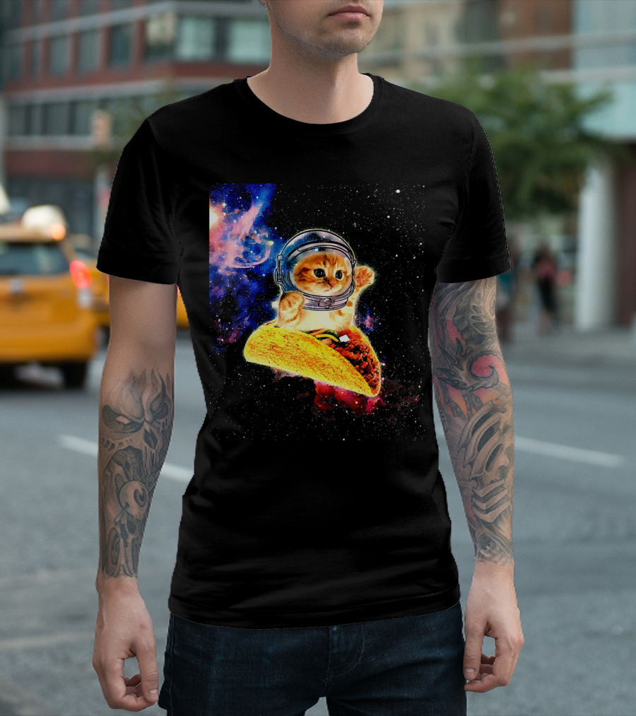 Crazy Space Taco Cat Astronaut Galaxy Adventure T-Shirt