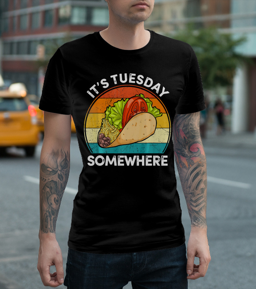 It's Tuesday Somewhere Vintage Taco Retro Stripes T-Shirt