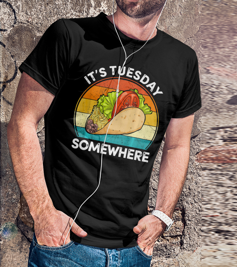 It's Tuesday Somewhere Vintage Taco Retro Stripes T-Shirt