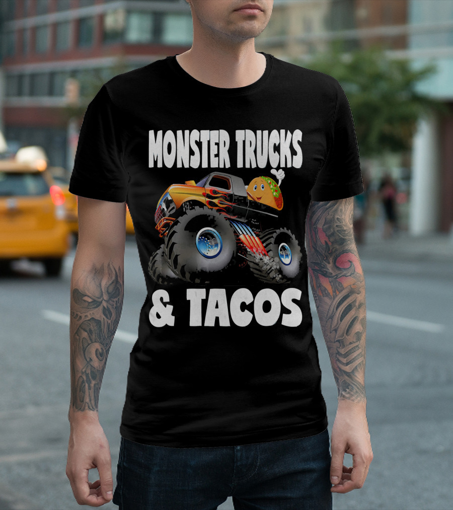 Monster Trucks And Tacos Funny Cute Taco Truck Adventure T-Shirt