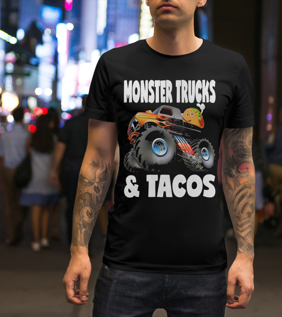Monster Trucks And Tacos Funny Cute Taco Truck Adventure T-Shirt