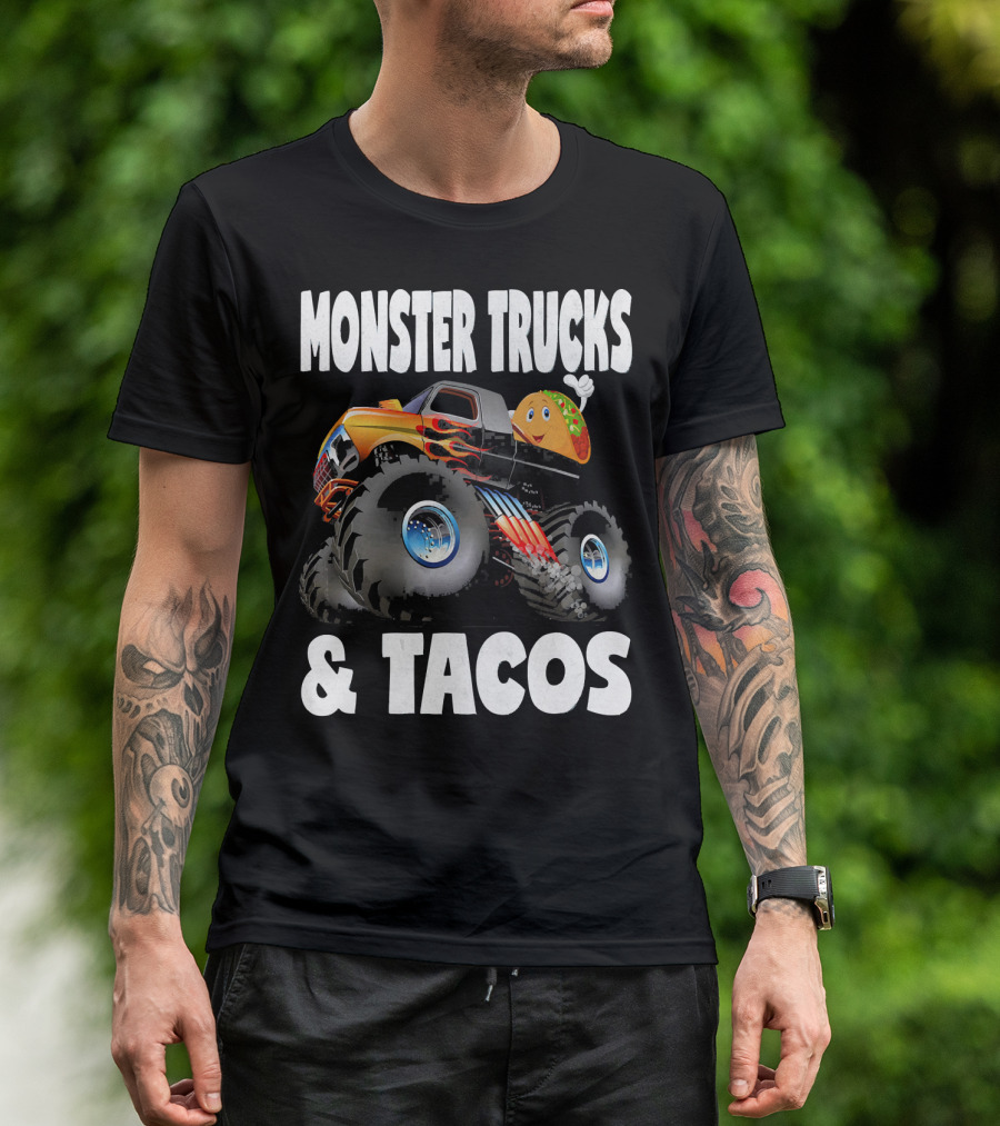 Monster Trucks And Tacos Funny Cute Taco Truck Adventure T-Shirt