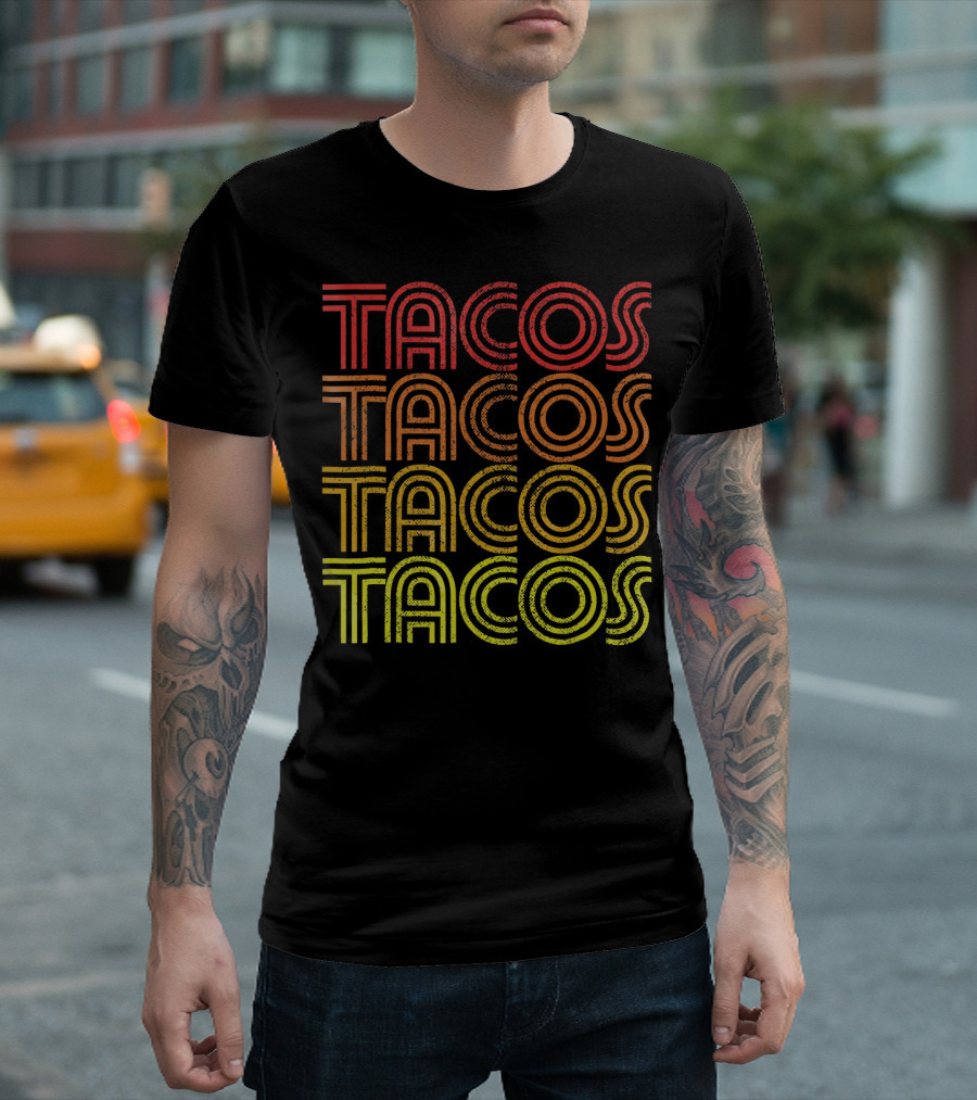 Taco Tuesday Vintage Retro Tacos Text T-Shirt