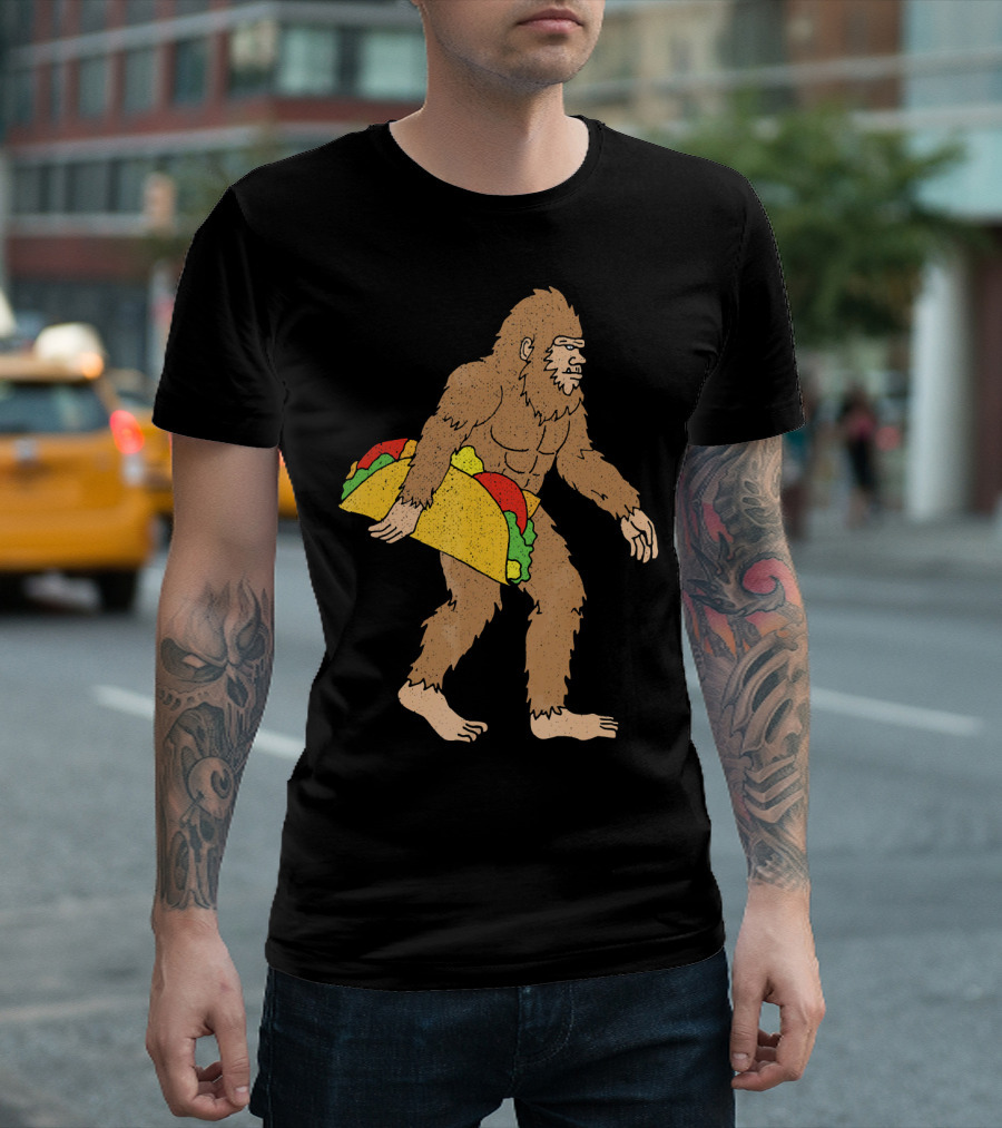 Funny Yetti Big Foot Taco Holding T-Shirt