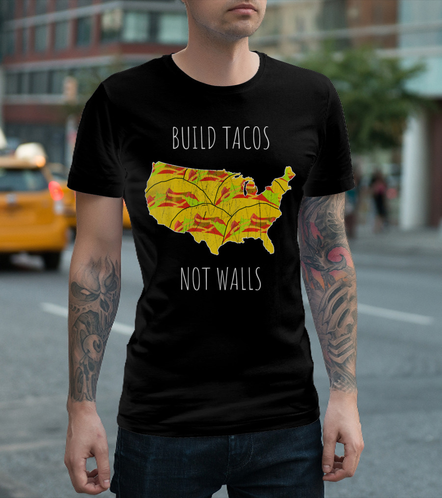 Build Tacos Not Walls USA Map T-Shirt