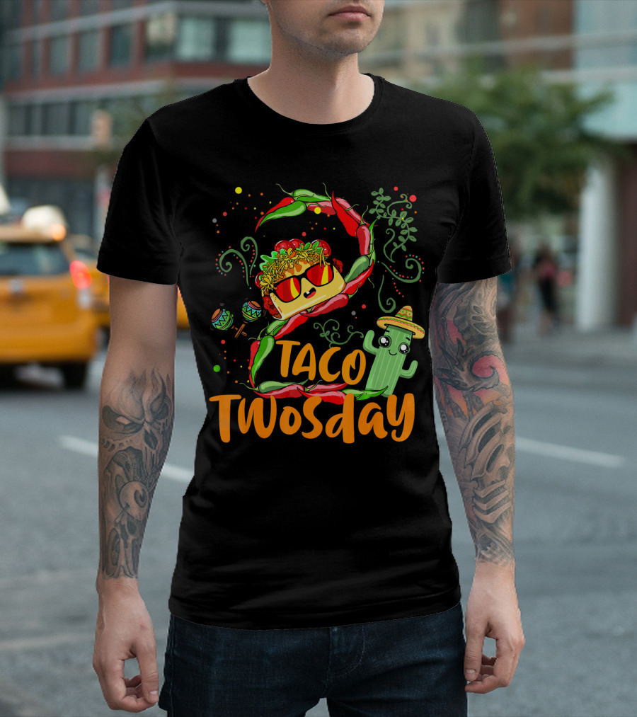 Taco Twosday 2nd Birthday Chili Hat Cactus Maracas T-Shirt