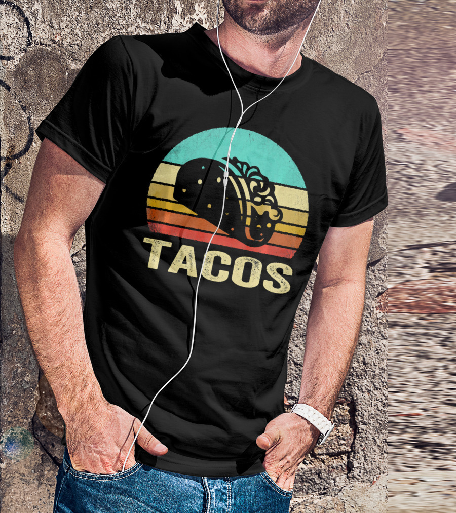 Vintage Tacos Retro Sunset Stripes T-Shirt