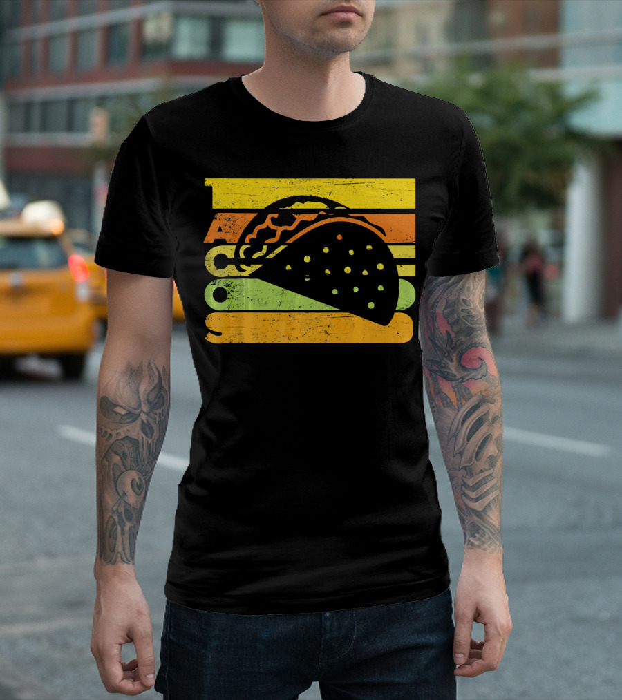 Vintage Retro Style Tacos Funny Ta Stripes Taco T-Shirt