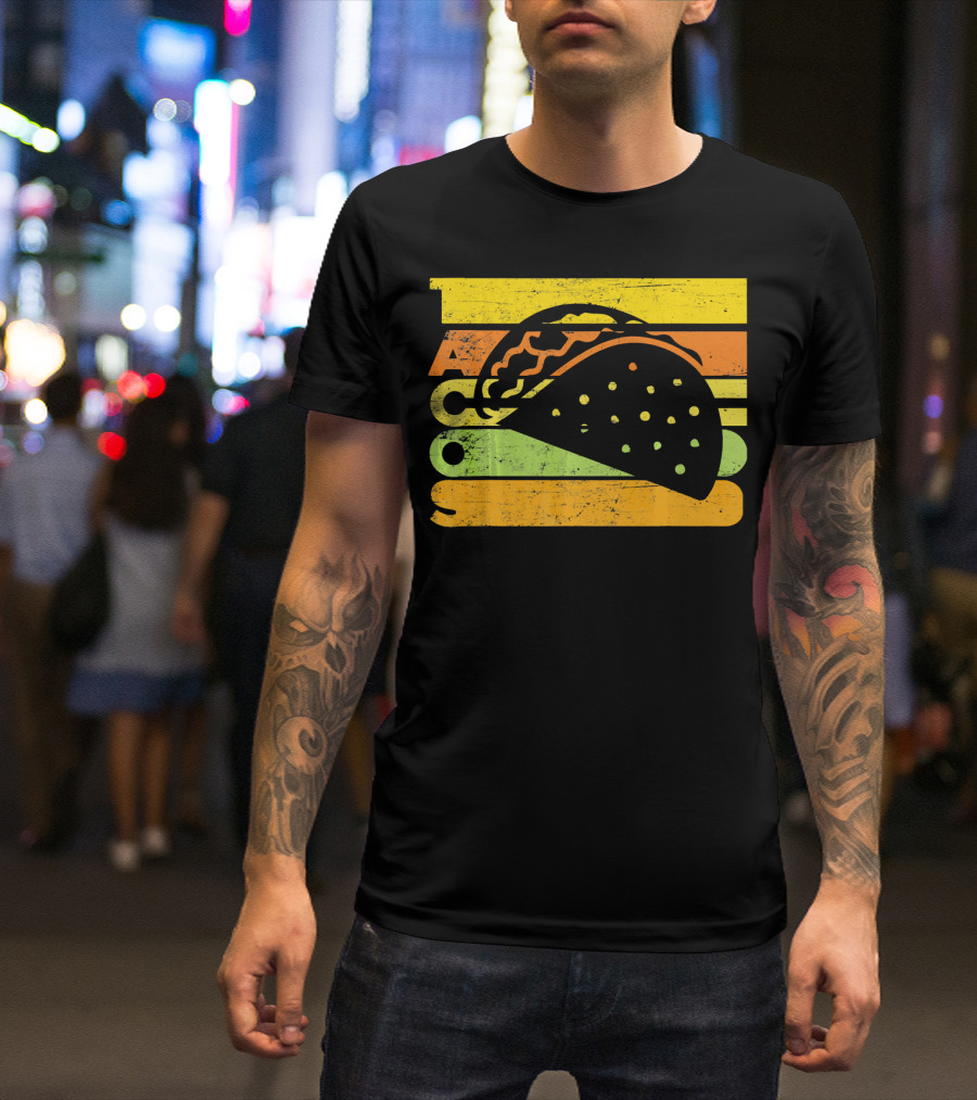 Vintage Retro Style Tacos Funny Ta Stripes Taco T-Shirt